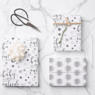 Funny BABY SEIN GEDECKTER AUSSERHALB Silber Glitze Geschenkpapier Set