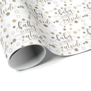 Funny BABY SEINE KOVID AUSSERHALB Typografie Gold Geschenkpapier