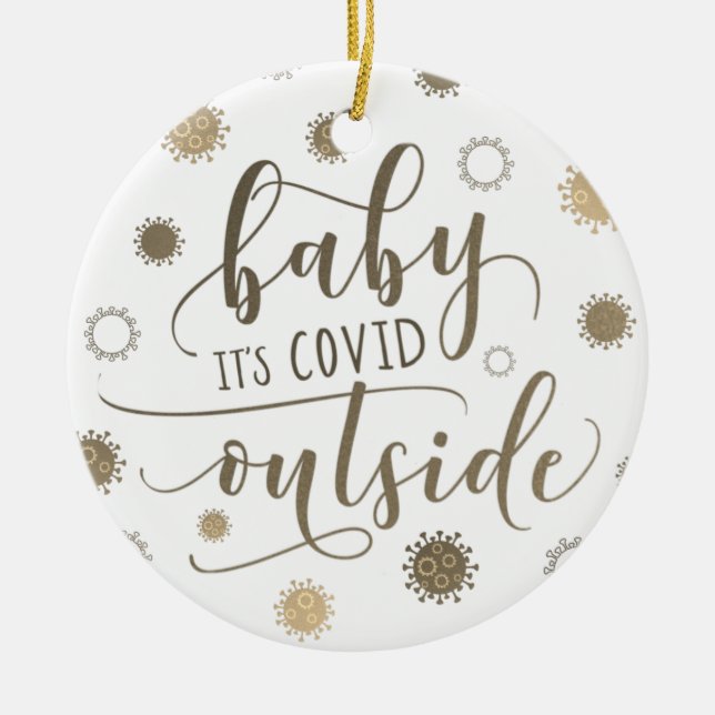 Funny BABY SEINE KÜHLUNG AUSSERHALB 2020 Gold Keramik Ornament (Vorne)