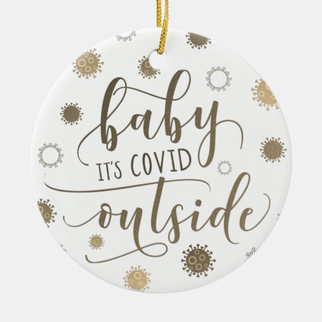 Funny BABY SEINE KÜHLUNG AUSSERHALB 2020 Gold Keramik Ornament (Vorne)