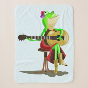 Funny Baby Sherpa Blanket Frosch Gitarre spielen Sherpadecke