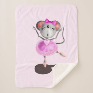 Funny Baby Sherpa Blanket Happy Ballerina Mouse Sherpadecke