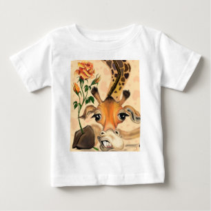 Funny Baby T-Shirt Gentleman Giraffe avec Rose