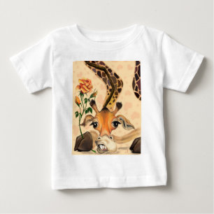 Funny Baby T-Shirt Giraffe romantique avec Rose
