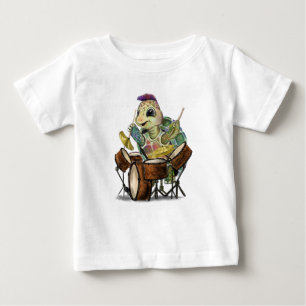 Funny Baby T - Shirt mit Turtle Drummer