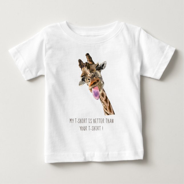 Funny Baby T-Shirt Playful Giraffe - Smile (Devant)
