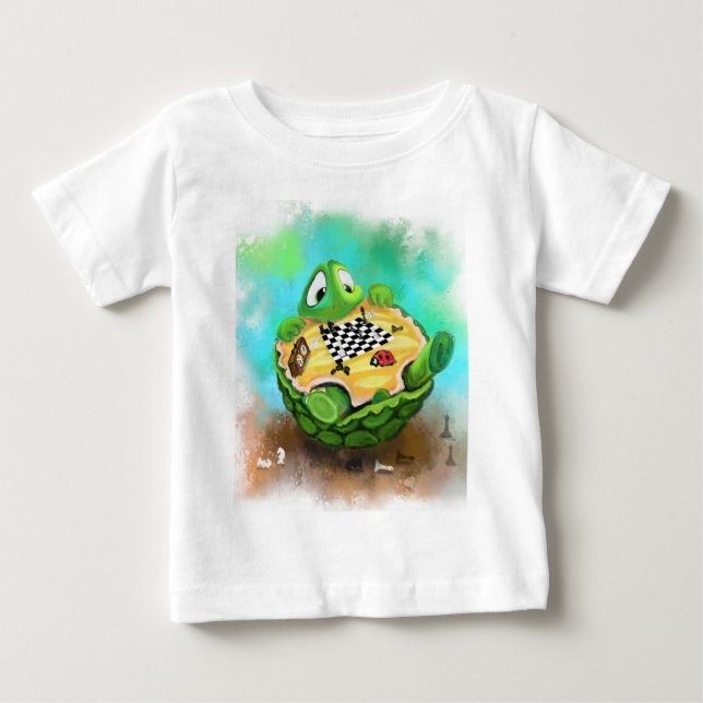 Funny Baby T - Shirt Turtle Ladybug Schach spielen (Vorderseite)
