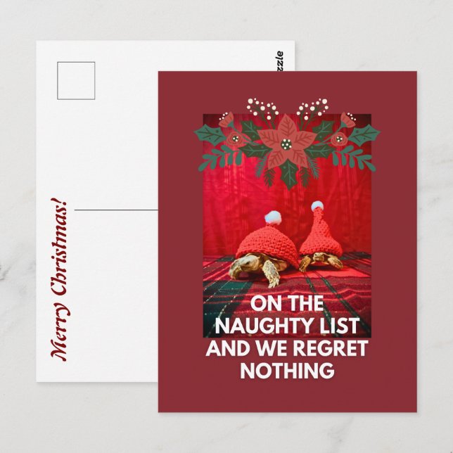 Funny Baby Turtles Best Friends Naughty List Postkarte (Vorne/Hinten)