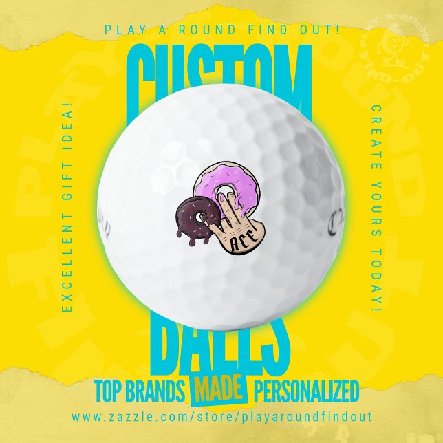 Funny Bachelor Party Donut Hand Tattoo Monogram Golfball (Custom printed golf balls by Play A Round Find Out. "Donut Lover" design features custom monogram)