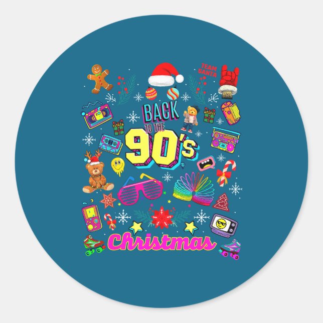Funny Back To 90's Christmas Nostalgia Quotes Grap Runder Aufkleber (Vorderseite)