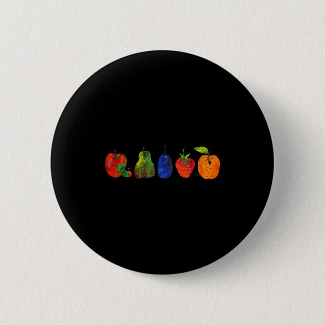 Funny Back To School Cute Hungry Lover Fruits Teac Button (Vorderseite)