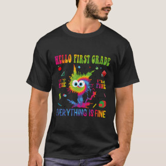 Funny Back to School Hallo 1. erste Klasse Fine Ca T-Shirt