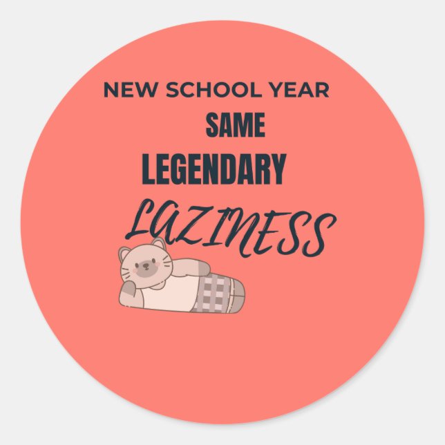 Funny Back to School Lazy Sticker (Vorderseite)