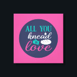 Funny Backknead Liebe Typografie Trendfarbe Leinwanddruck<br><div class="desc">Bunte Typografie mit Retro und lebhaften Farben. Die sonnigen Punts und Zitate über Essen,  Kochen,  Backen und Essen. Perfekte Dekoration für Ihre Küche,  Ihr Abendessen,  Café,  Bäckerei oder Restaurant. Die Hintergrundfarbe (Kreis und Quadrat) ist über das Design Tool anpassbar.</div>