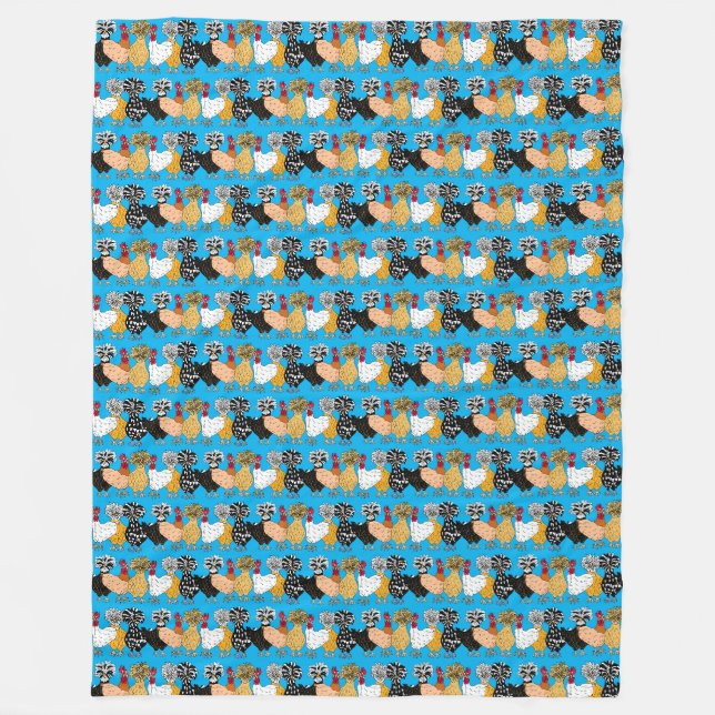 Funny Backyard Chickens Polish Hens Polka Dot Fleecedecke (Vorderseite)