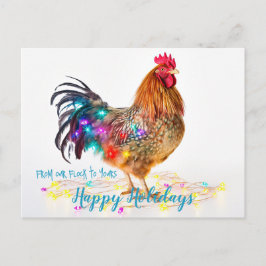 Funny Backyard Chickens Rooster Weihnachtsbeleucht Postkarte