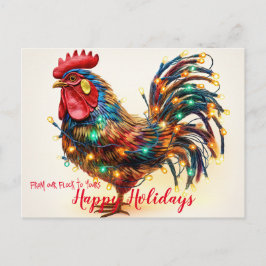 Funny Backyard Chickens Rooster Weihnachtsbeleucht Postkarte