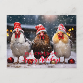 Funny Backyard Chickens Weihnachtsfeiertage Postkarte
