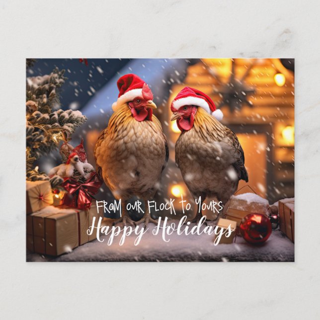 Funny Backyard Chickens Weihnachtsfeiertage Postkarte (Vorderseite)
