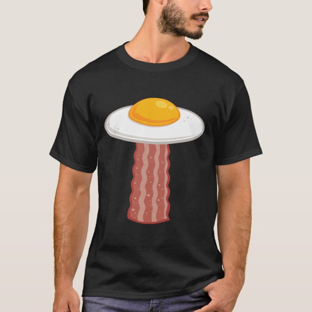 Funny Bacon Egg UFO Frühstück Alien Spaß T-Shirt (Vorderseite)