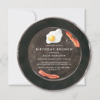 Funny Bacon & Eggs Niedliche Wasserfarbe Geburtsta Einladung