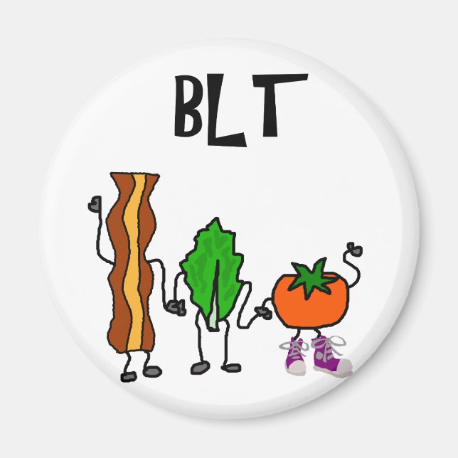 Funny Bacon, Lettuce und Tomato Cartoon Magnet (Vorne)