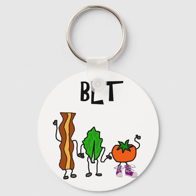 Funny Bacon, Lettuce und Tomato Cartoon Schlüsselanhänger (Vorderseite)