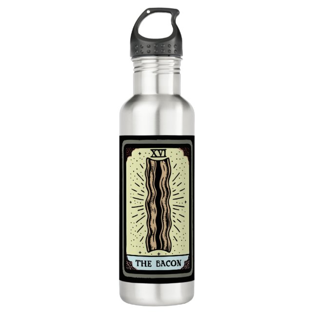 Funny Bacon Tarot Card Edelstahlflasche (Vorderseite)
