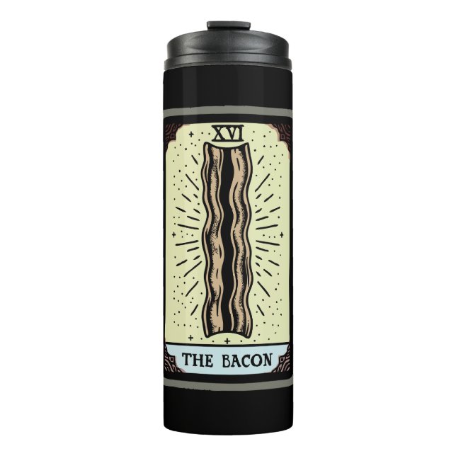 Funny Bacon Tarot Card Thermosbecher (Vorderseite)