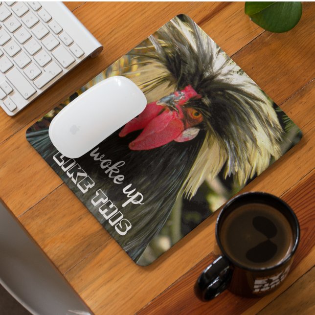 Funny Bad Hair Chicken Foto Meme Mousepad (In Situ)