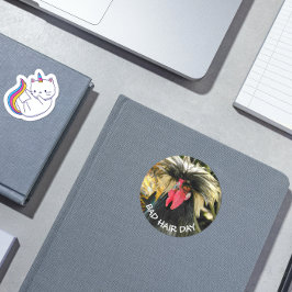 Funny Bad Hair Day Chicken Meme Runder Aufkleber