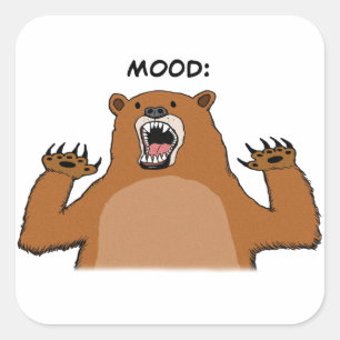 Funny Bad Mood Bear Quadratischer Aufkleber