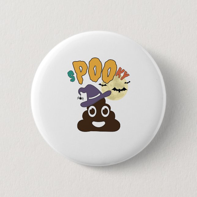 Funny Bad Spaß Halloween Spooky Poo Design Button (Vorderseite)