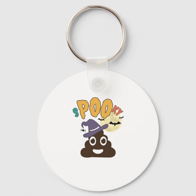 Funny Bad Spaß Halloween Spooky Poo Design Schlüsselanhänger (Vorderseite)