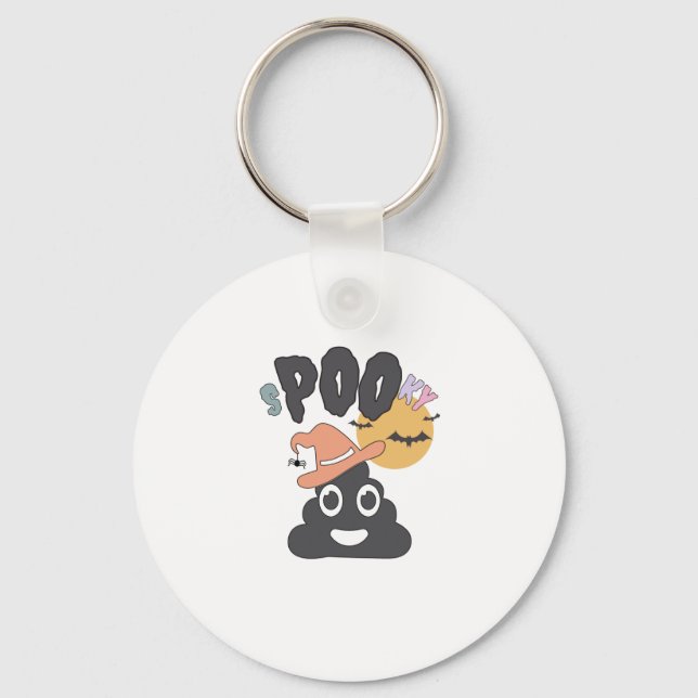 Funny Bad Spaß Halloween Spooky Poo Design Schlüsselanhänger (Vorderseite)