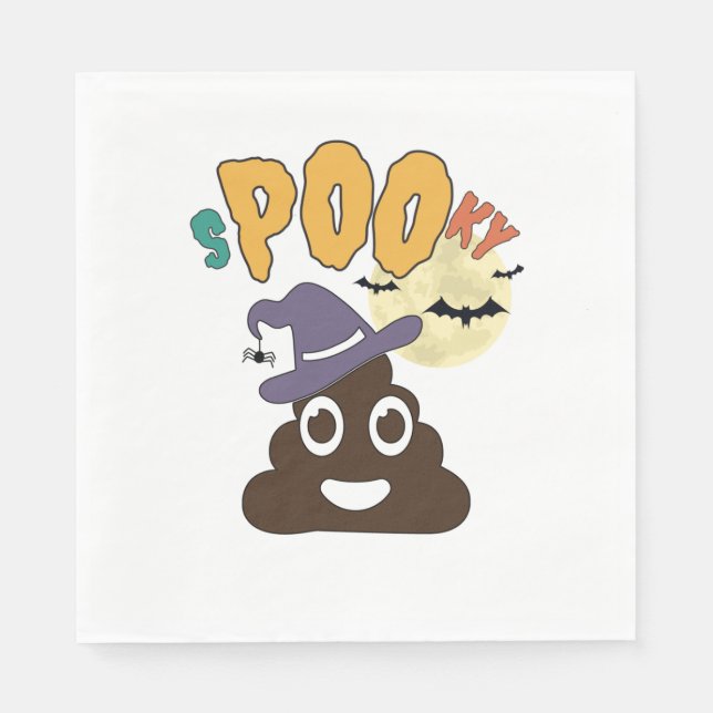 Funny Bad Spaß Halloween Spooky Poo Design Serviette (Vorderseite)