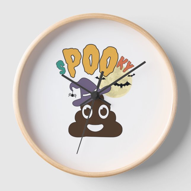 Funny Bad Spaß Halloween Spooky Poo Design Uhr (Vorderseite)