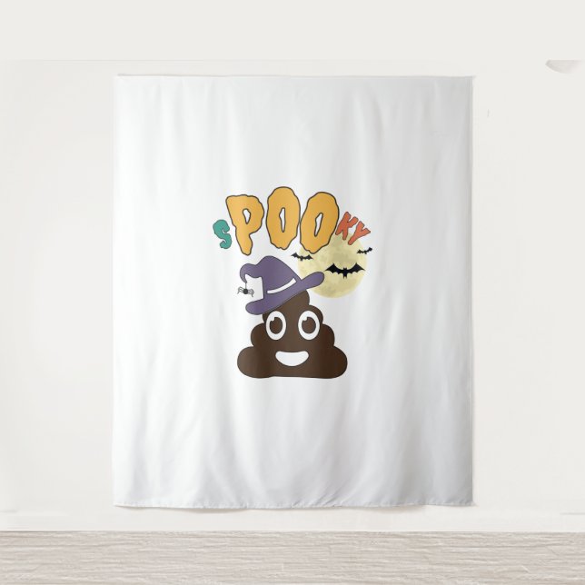 Funny Bad Spaß Halloween Spooky Poo Design Wandteppich (Vorderseite)