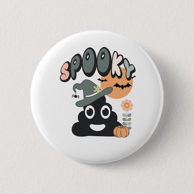Funny Bad Spaß Niedlich Retro Halloween Spooky P Button (Vorderseite)