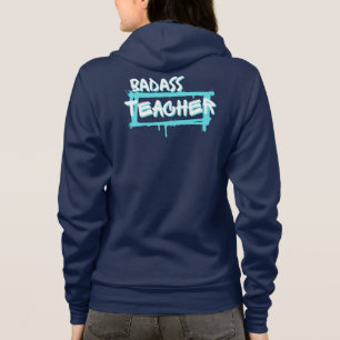 Funny Badass Teacher in weißem, feinem Schriftart Hoodie