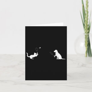 Funny Badminton Cat and Dog Design Apparel Kitten Karte