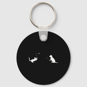 Funny Badminton Cat and Dog Design Apparel Kitten Schlüsselanhänger