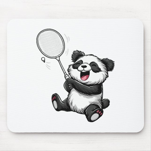 Funny Badminton Panda Badminton Player Shuttle Rac Mousepad (Vorne)