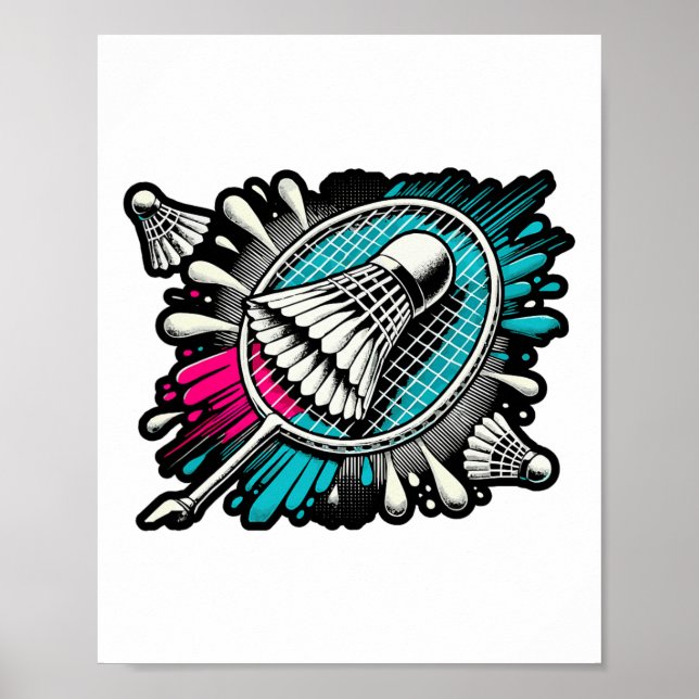 Funny Badminton Player Liebe Shuttle Design 17 Poster (Vorne)