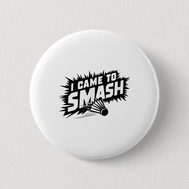 Funny Badminton Player Spaß Smash Shuttle Button (Vorderseite)