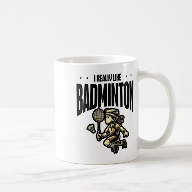 Funny Badminton Racket Lover Design Kaffeetasse (Rechts)