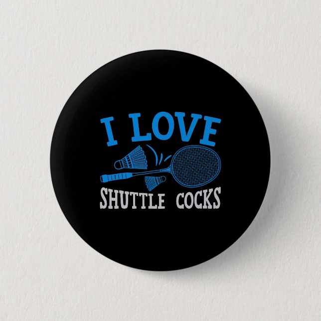 Funny Badminton Spaß Smash Shuttle Birdie Sport 3 Button (Vorderseite)