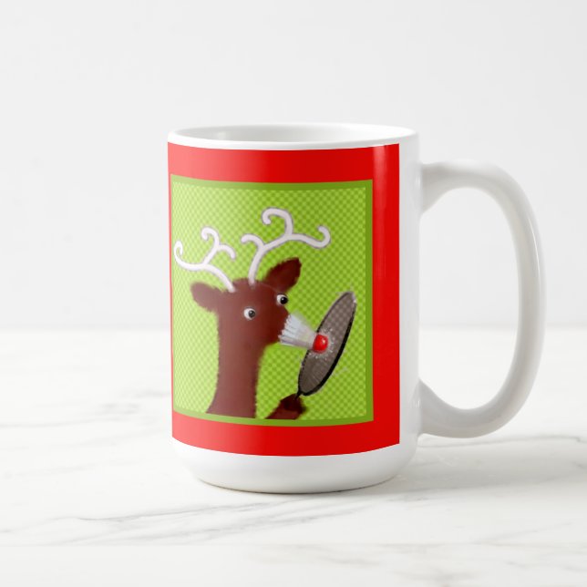 Funny Badminton Weihnachtskaffee Tasse (Rechts)