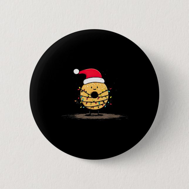 Funny Bagel Christmas Graphics Lights Lover  Button (Vorderseite)