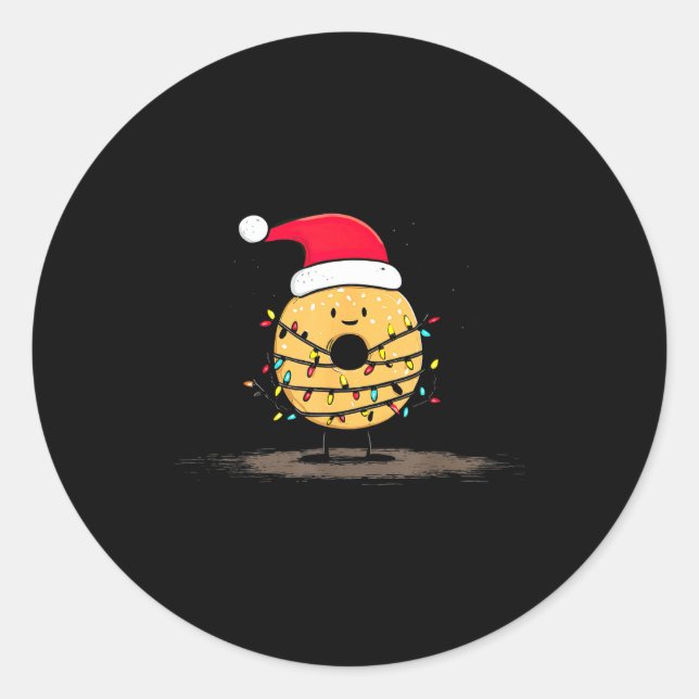 Funny Bagel Christmas Graphics Lights Lover  Runder Aufkleber (Vorderseite)